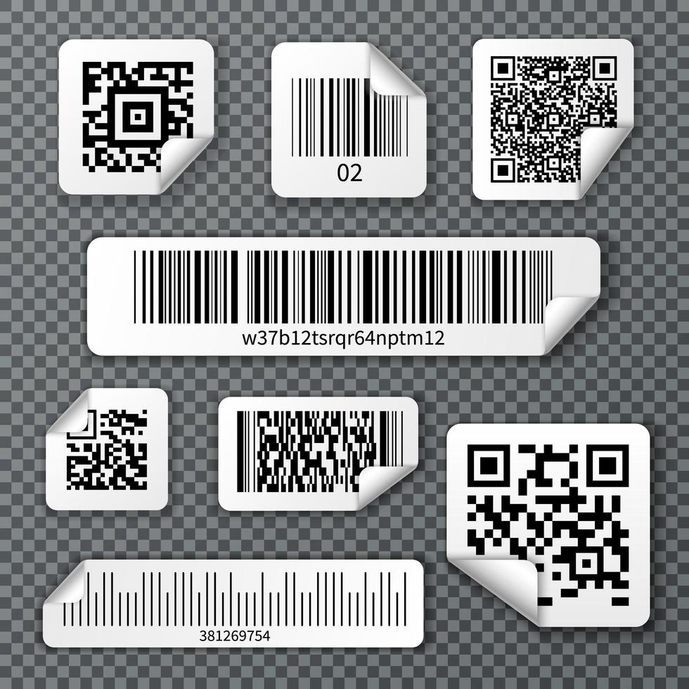 QR Bar Codes Stickers Set Vector Illustration