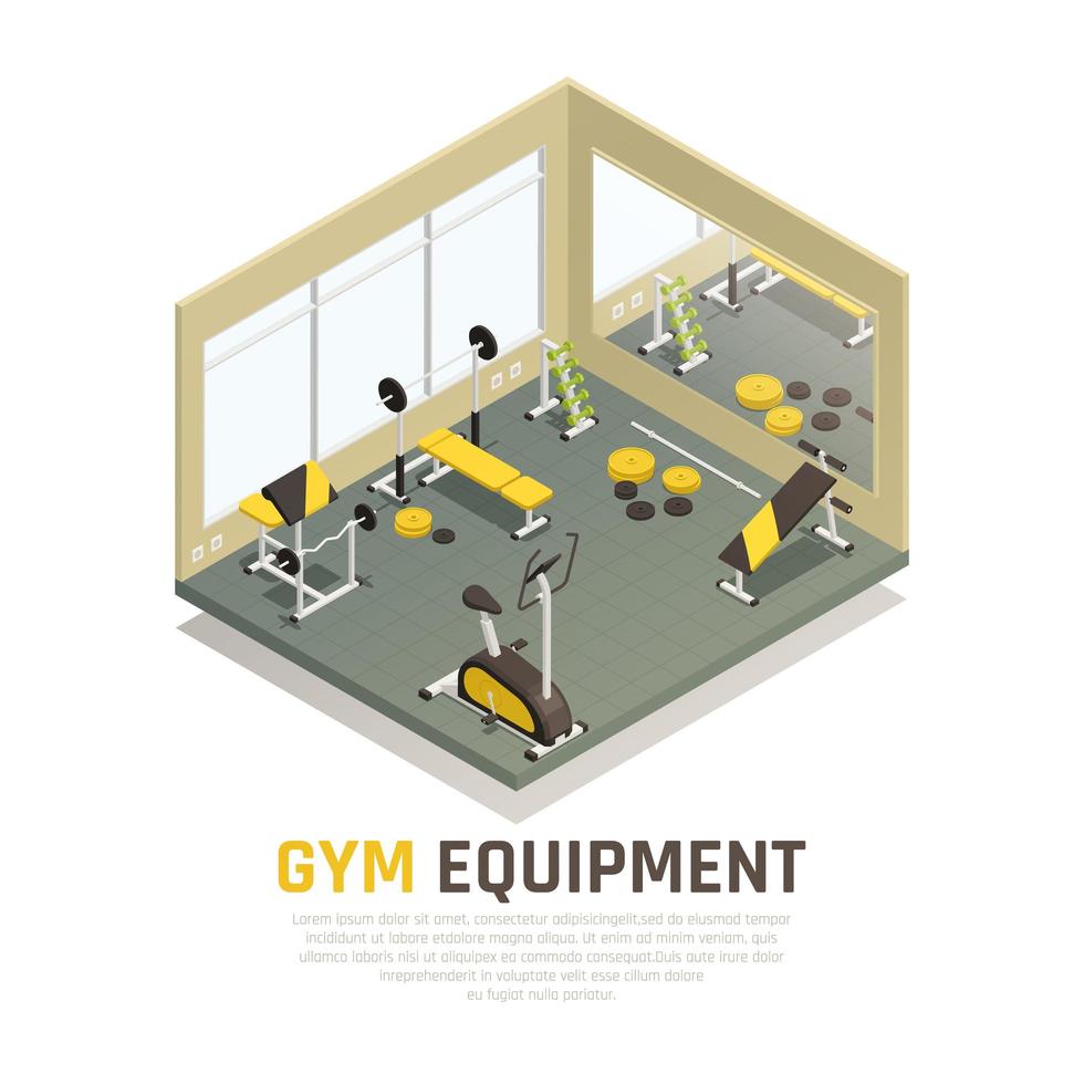 Exercise Equipment Isometric Composition Vector Illustration