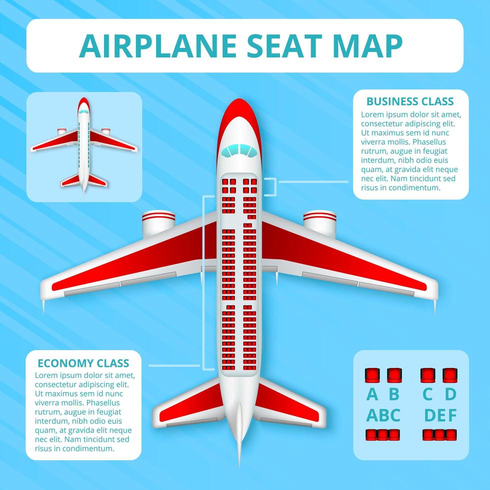 Ilustración de vector de mapa de asiento de avión