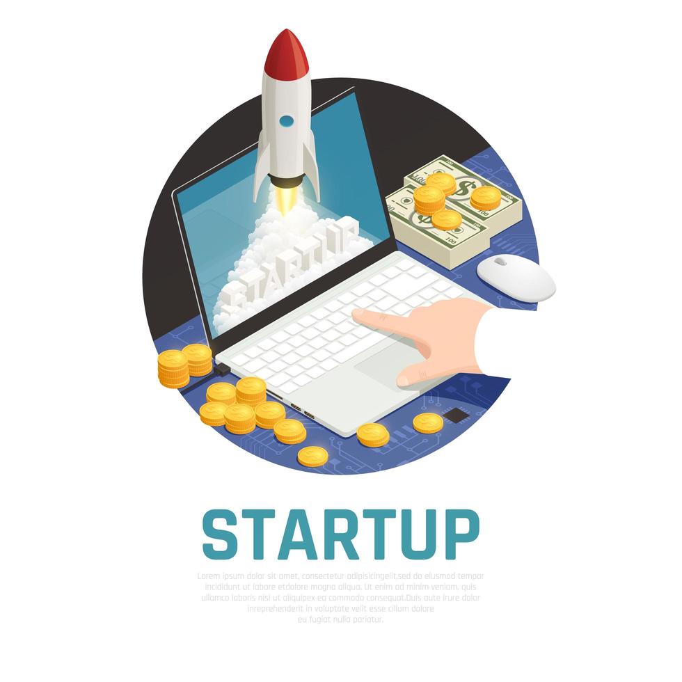 Entrepreneur Start Up Isometric Composition Vector Illustration