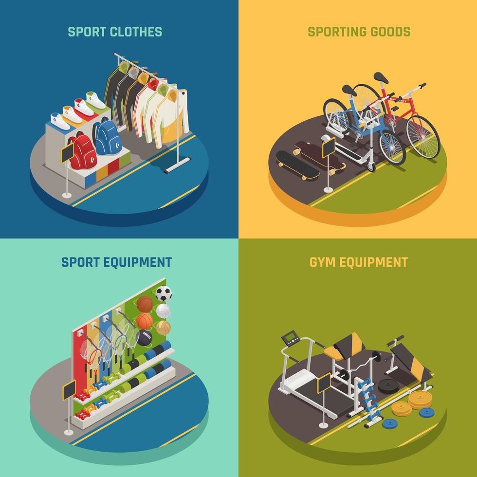 Sport Shop Isometric Design Concept Vector Illustration