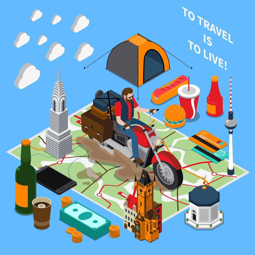 Tourist Lifestyle Isometric Composition Vector Illustration