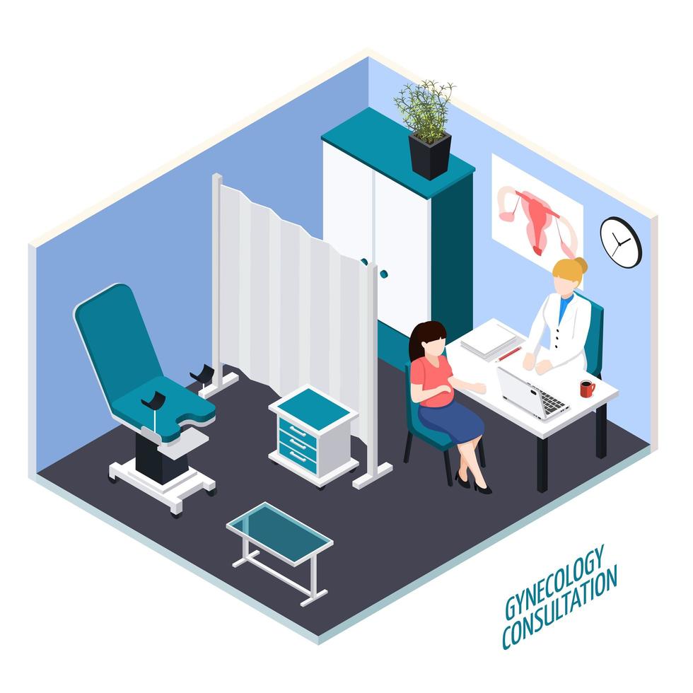 Gynecology Consultation Isometric Composition Vector Illustration