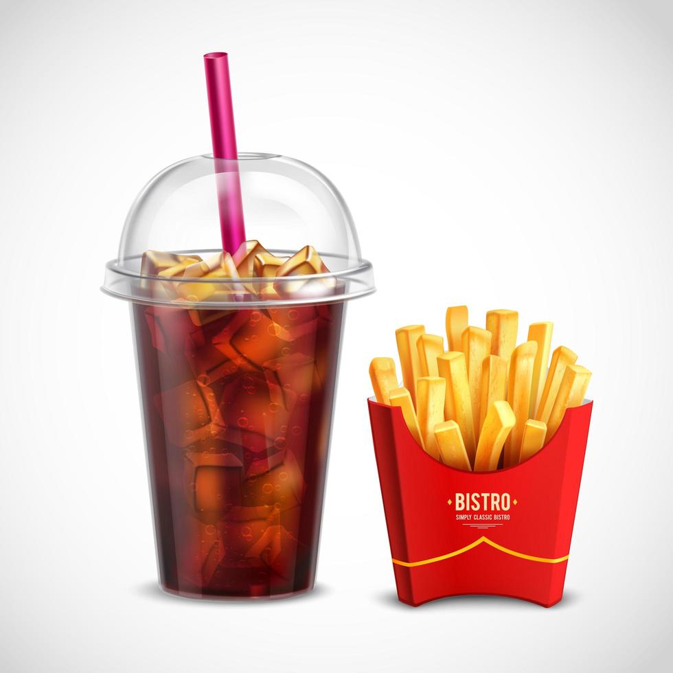 French Fries And Coca Cola Vector Illustration