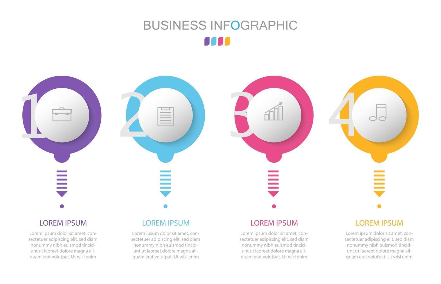 Plantilla de infografía en 4 pasos Plantilla para presentación de gráfico de diagrama y gráfico vector