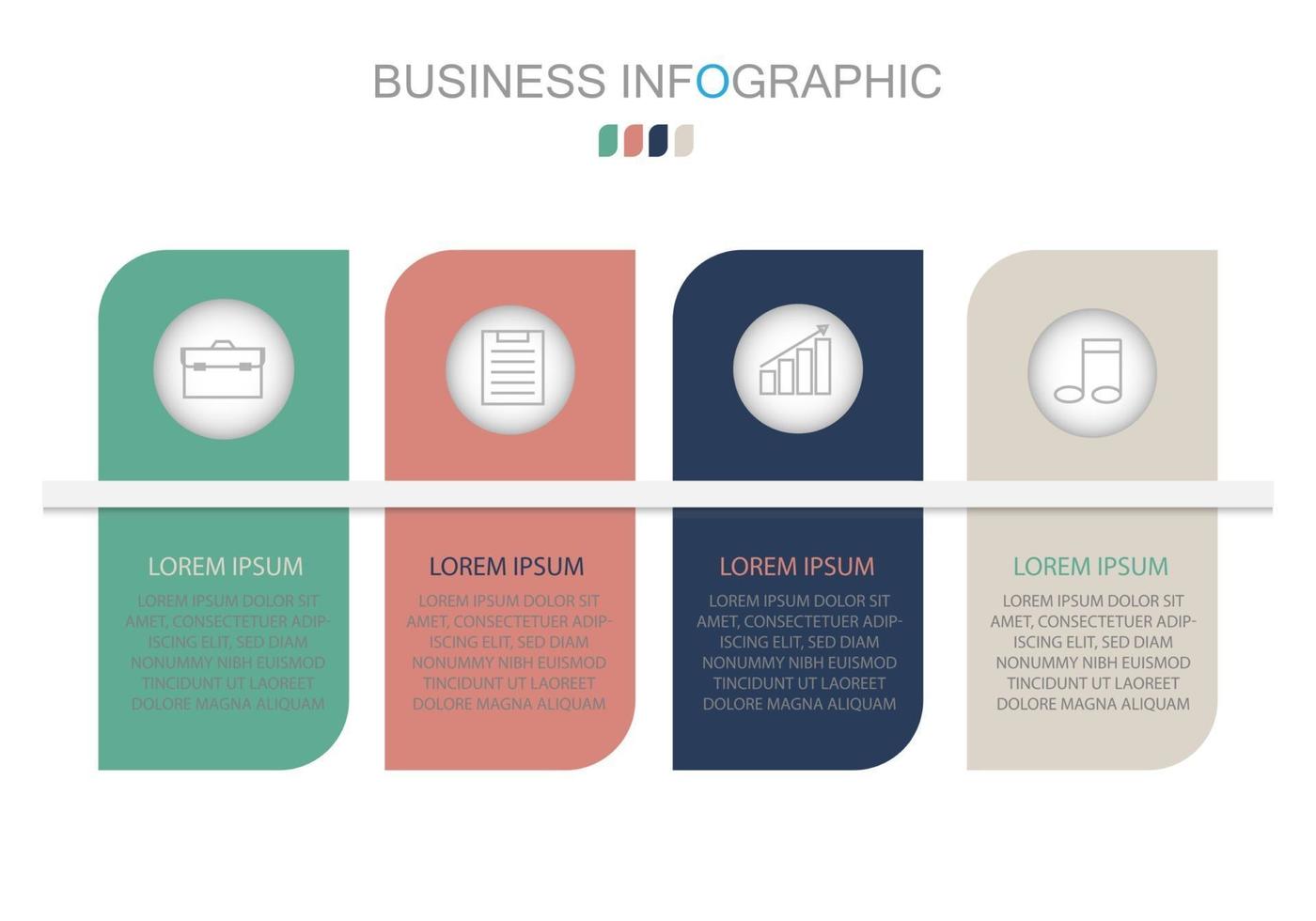 Plantilla de infografía en 4 pasos Plantilla para presentación de gráfico de diagrama y gráfico vector