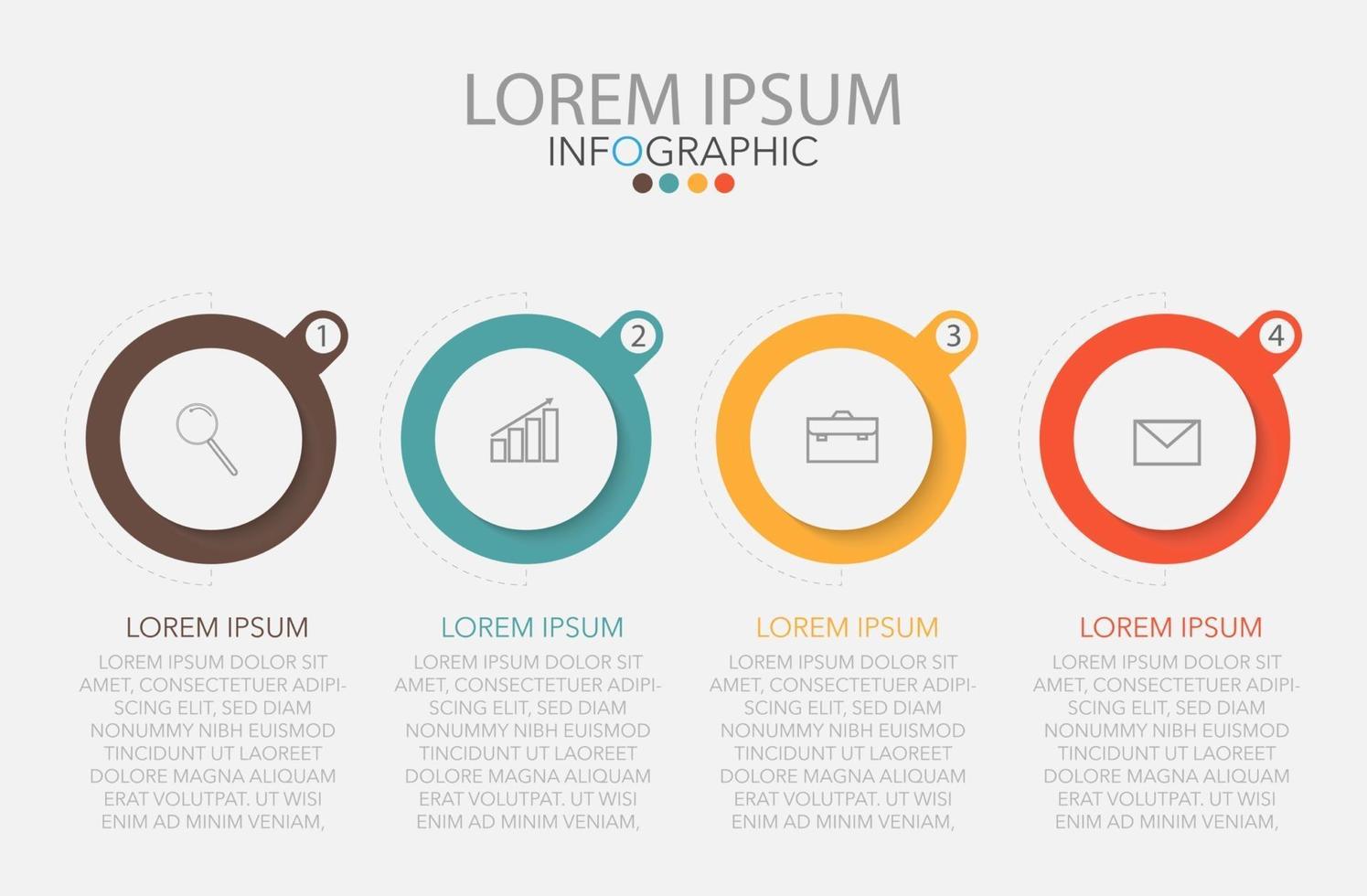 Plantilla de infografía en 4 pasos Plantilla para presentación de gráfico de diagrama y gráfico vector