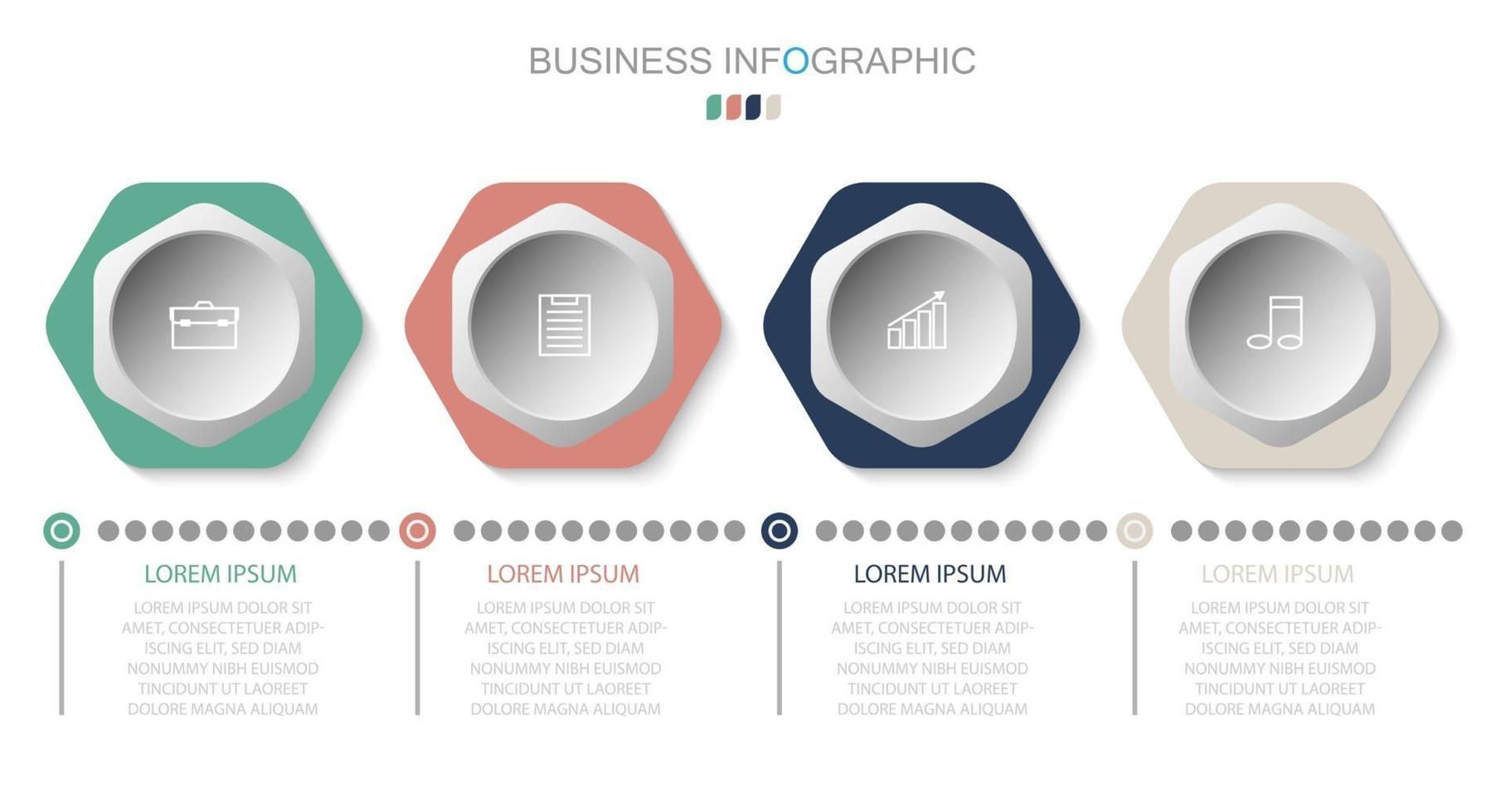 Plantilla de infografía en 4 pasos Plantilla para presentación de gráfico de diagrama y gráfico vector