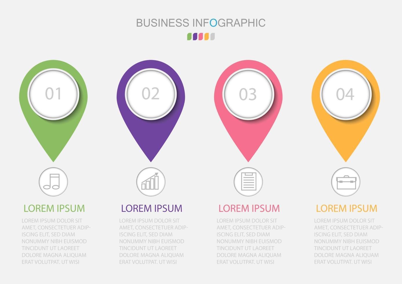 Plantilla de infografía en 4 pasos Plantilla para presentación de gráfico de diagrama y gráfico vector