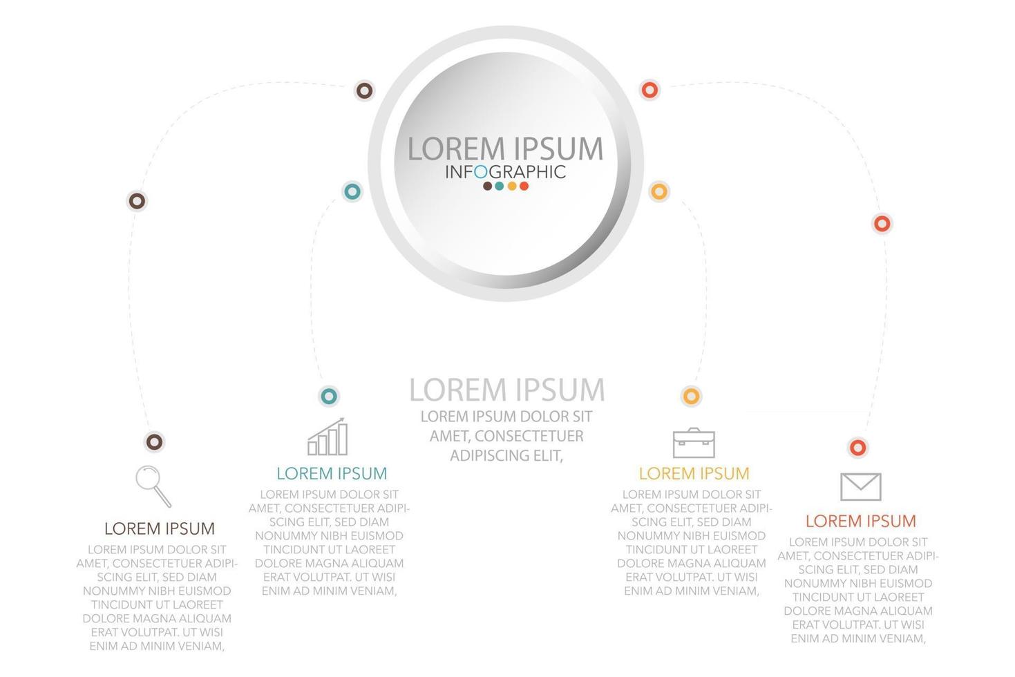 Plantilla de infografía en 4 pasos Plantilla para presentación de gráfico de diagrama y gráfico vector