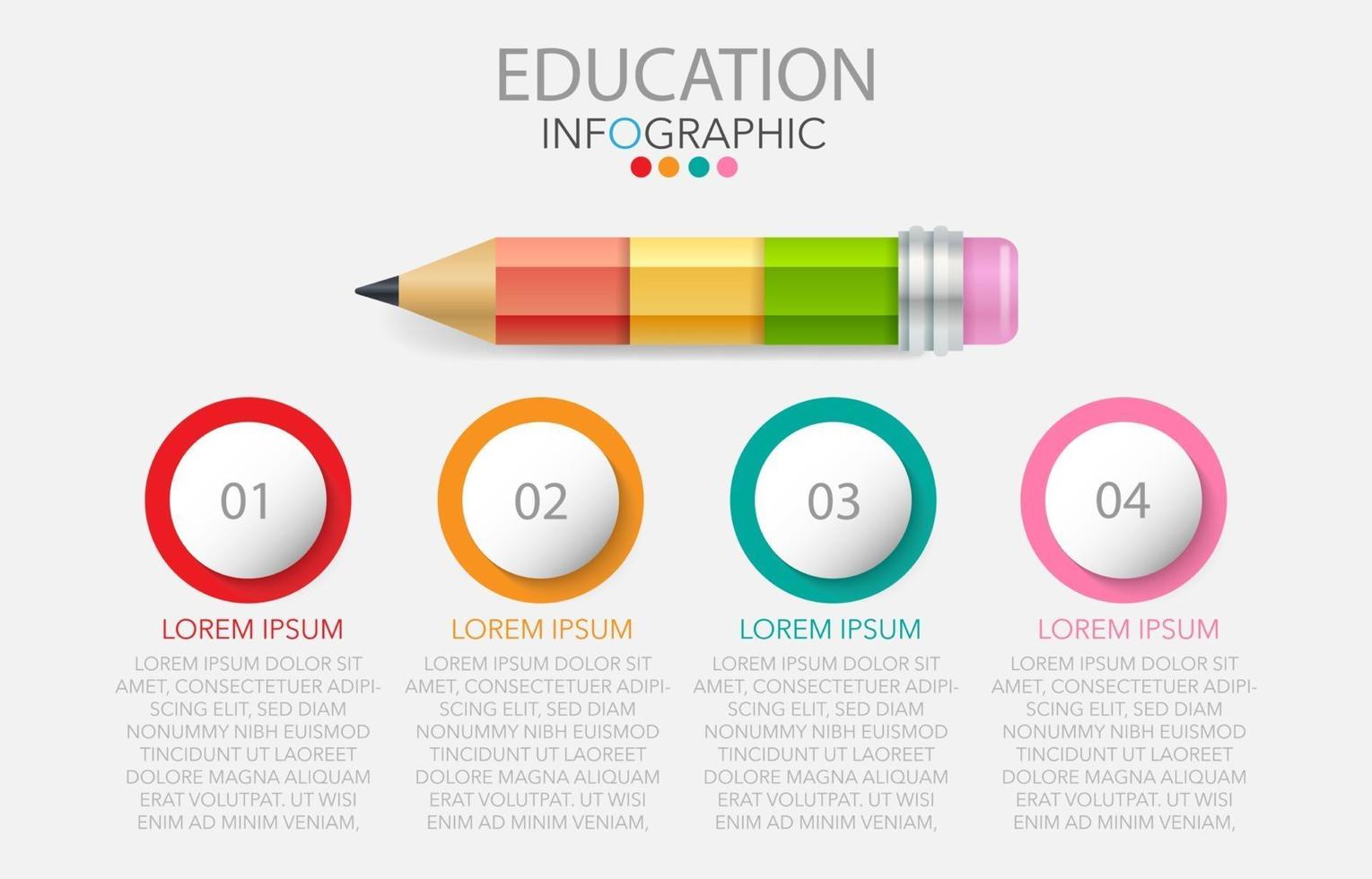 Plantilla de infografía en 4 pasos Plantilla para presentación de gráfico de diagrama y gráfico vector