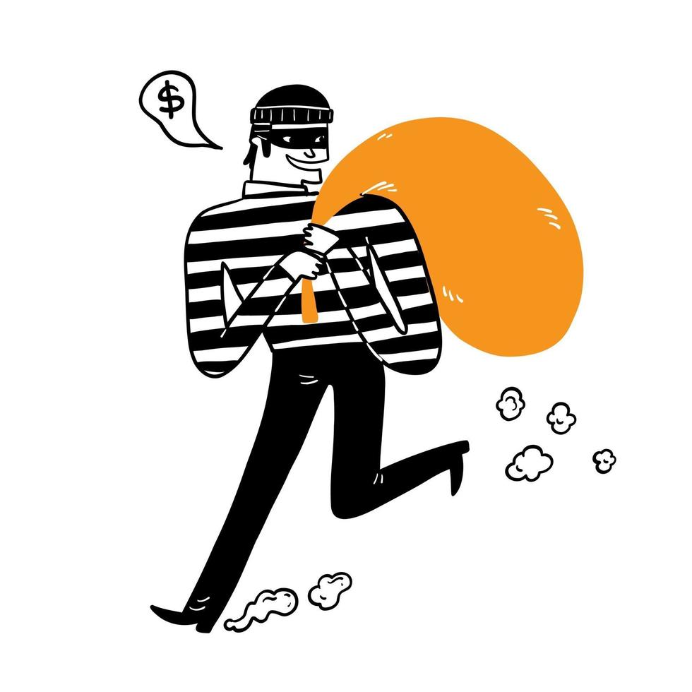 The thief carrying the big bag vector