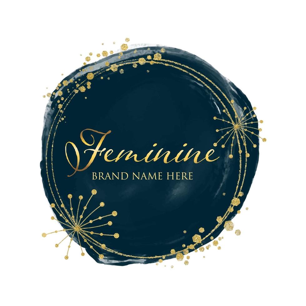 diseño de logo femenino en oro y acuarela vector