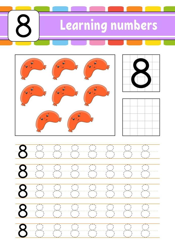 Learning numbers for kids eight vector
