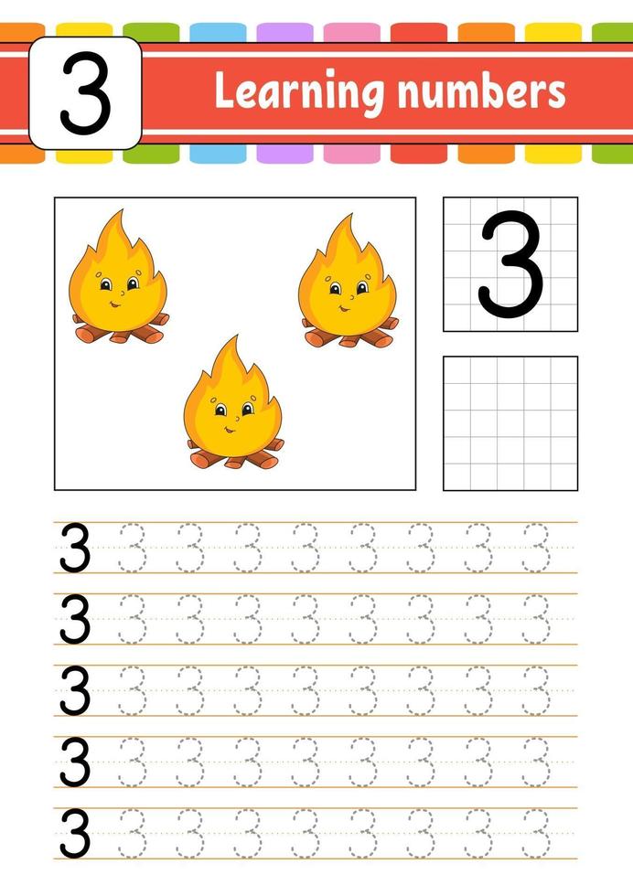 Learning numbers for kids three vector