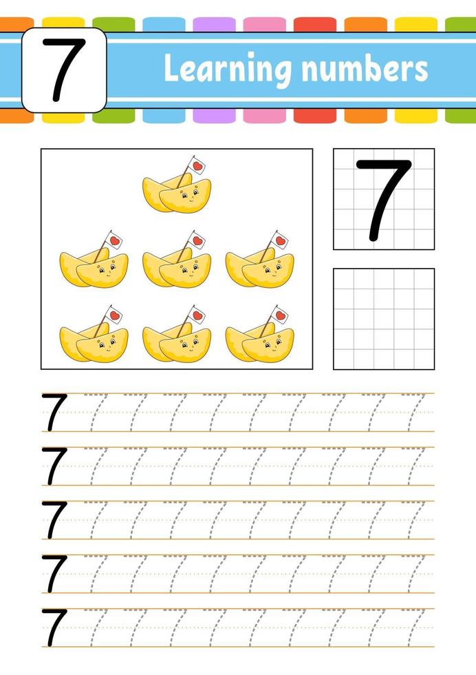 Learning numbers for kids seven vector