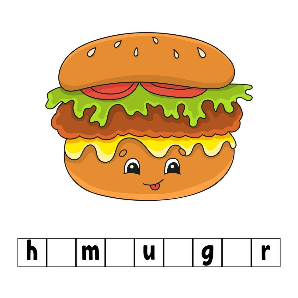 Words cute puzzle hamburger vector