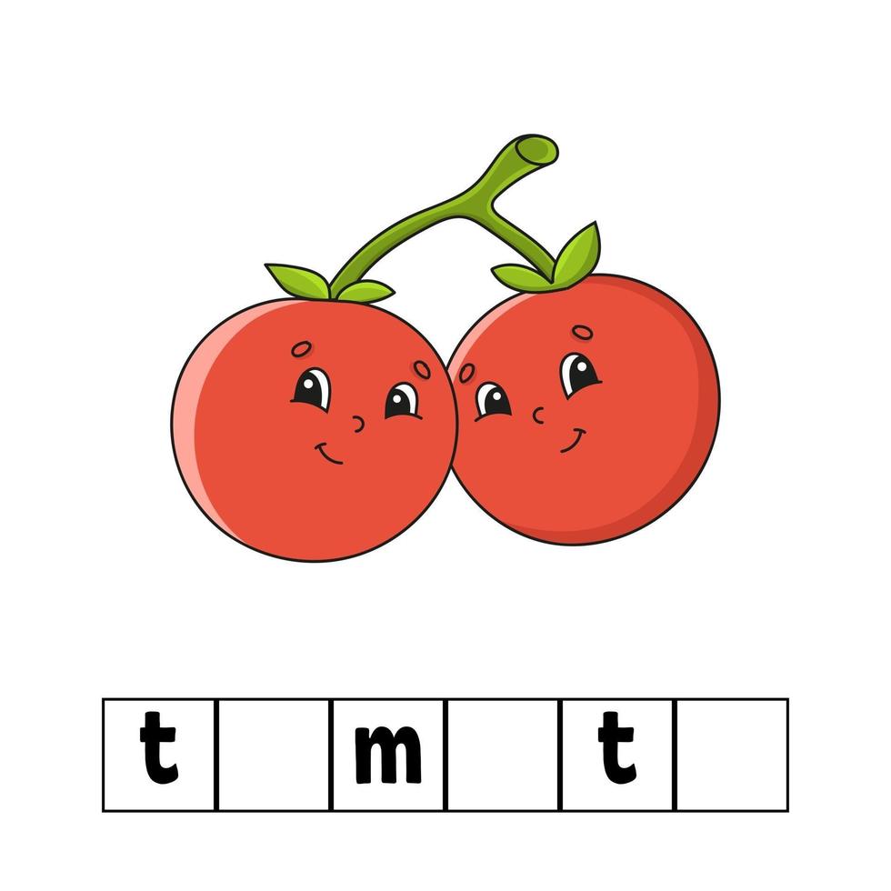 palabras lindo rompecabezas tomate vector