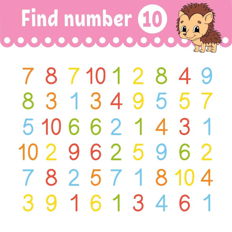 Find number Education developing worksheet vector