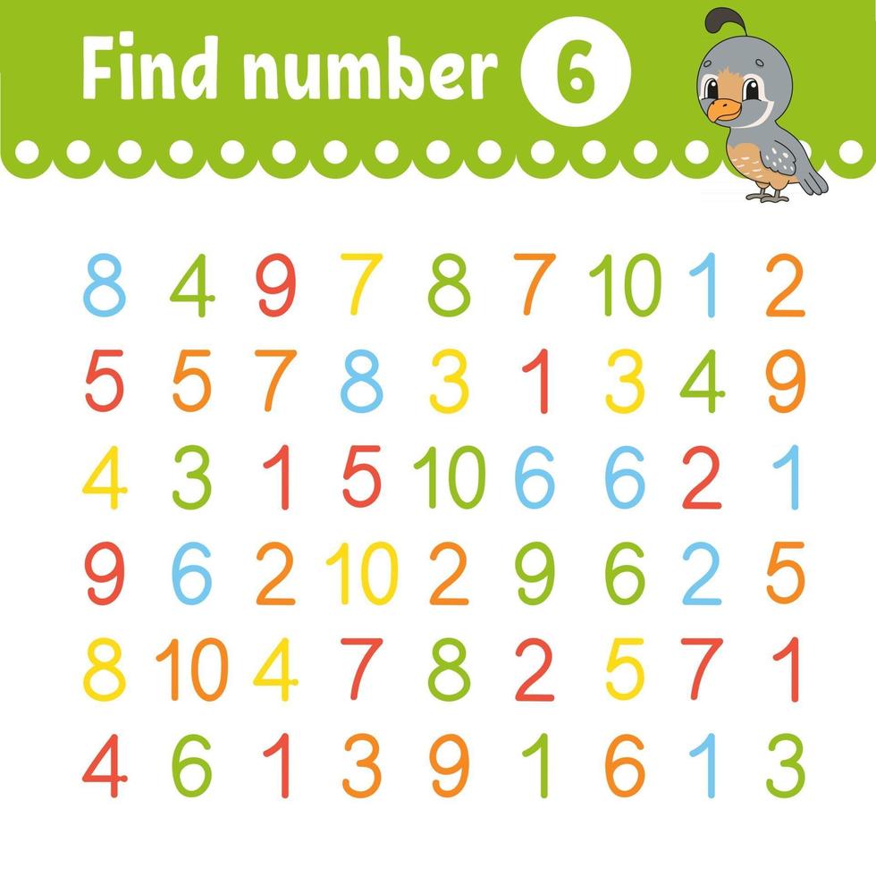 Find number Education developing worksheet vector