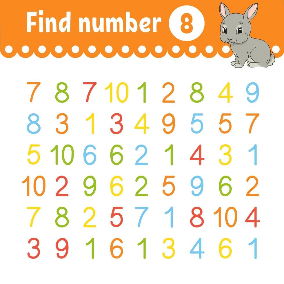 Find number Education developing worksheet vector