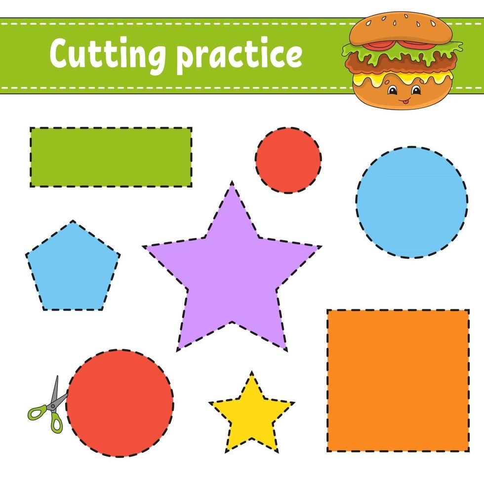 Cutting practice for kids vector