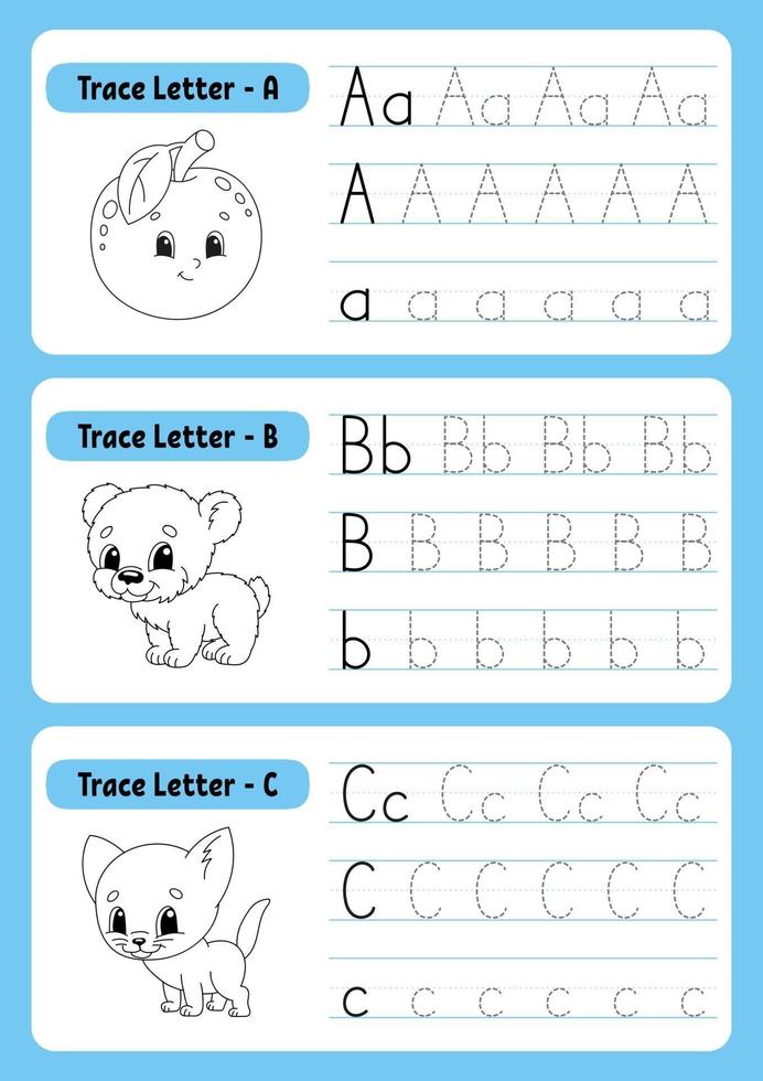 Writing letters Tracing page A B C vector