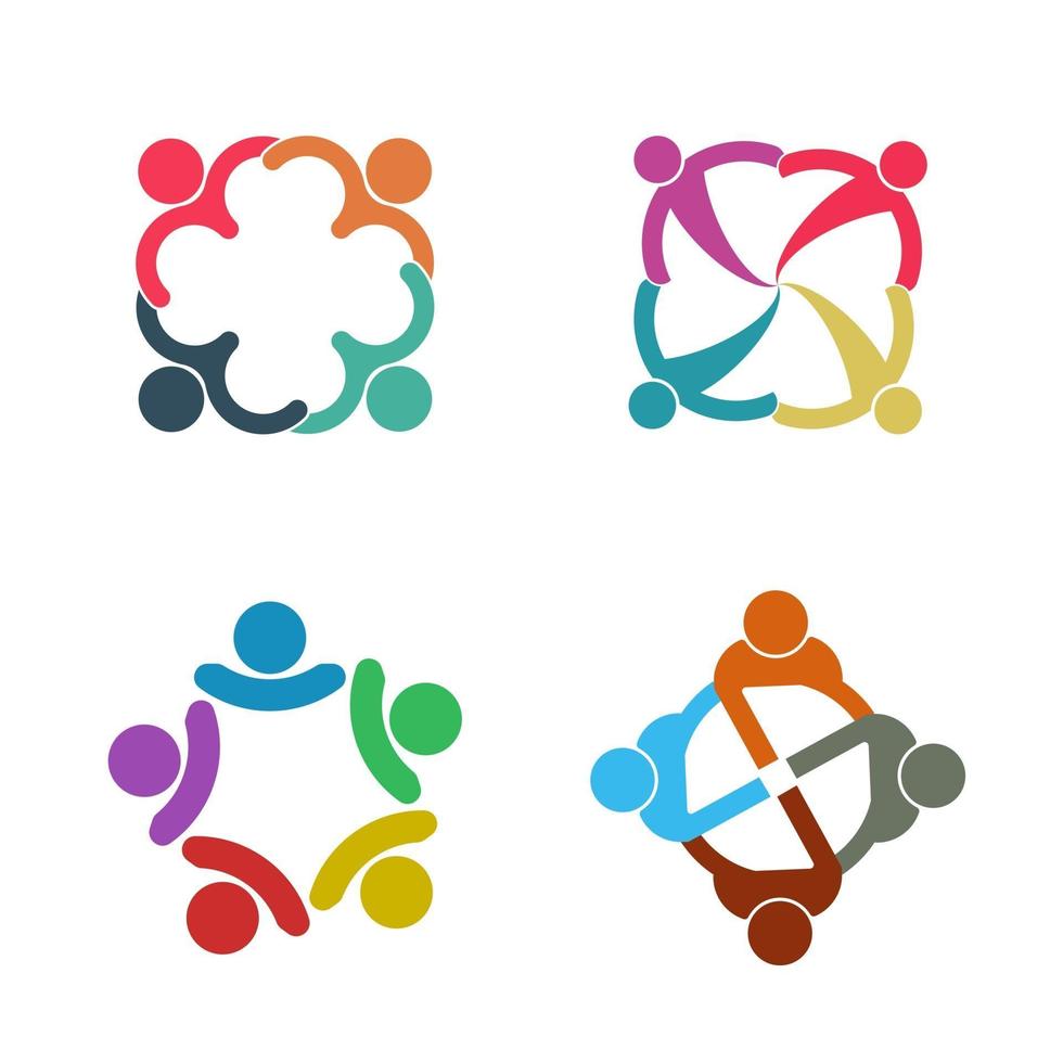 Group people logo handshake in a circle Teamwork icon vector