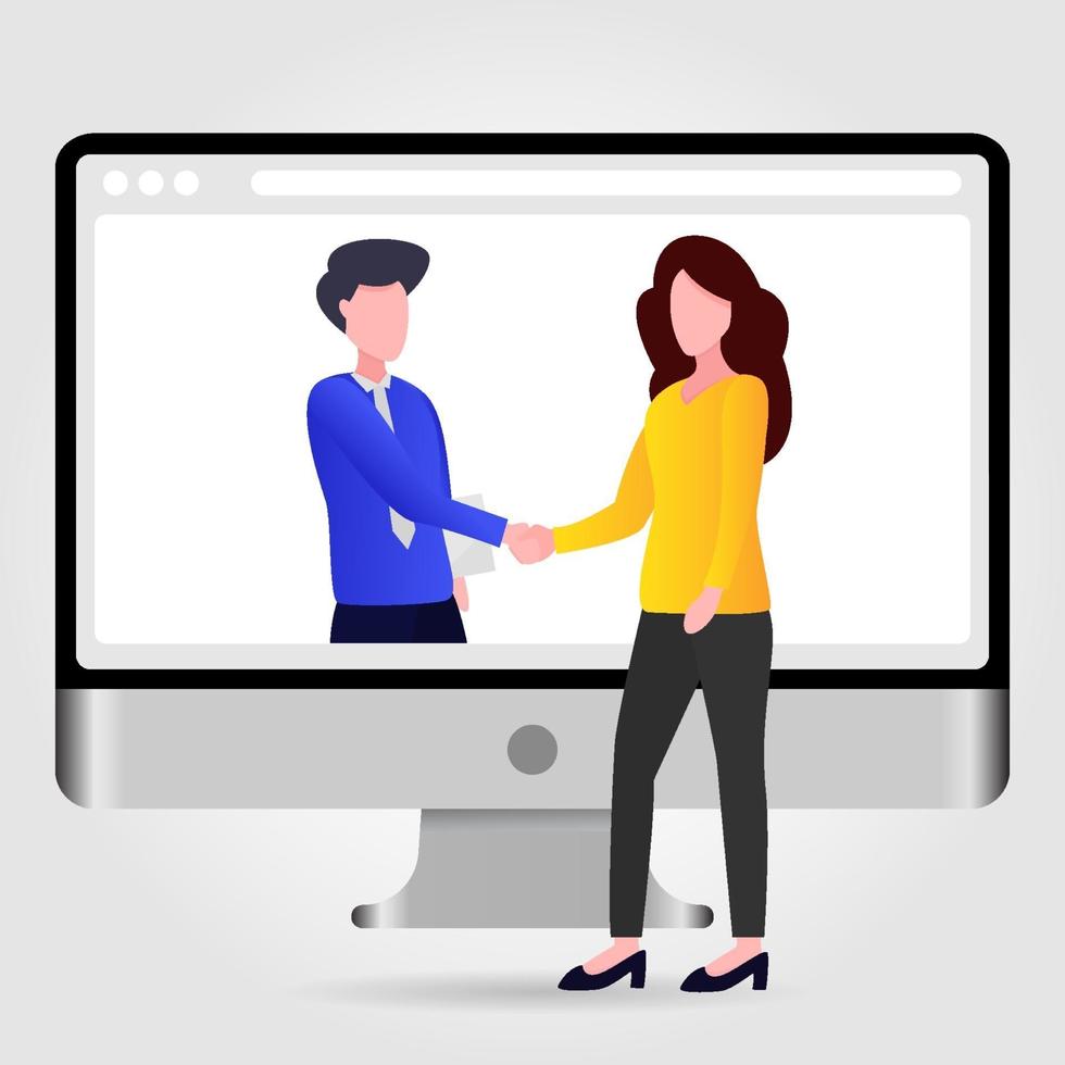 Illustration of two people shaking hands vector