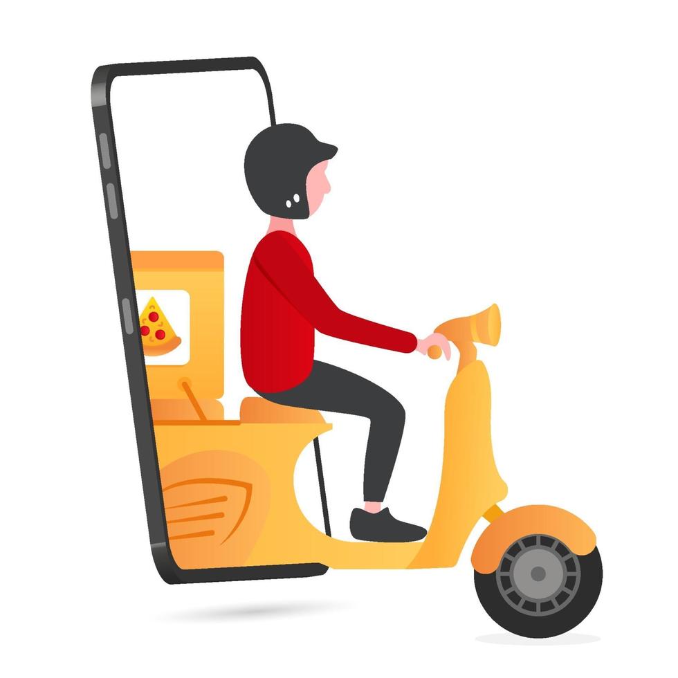 Food delivery application on smartphone vector