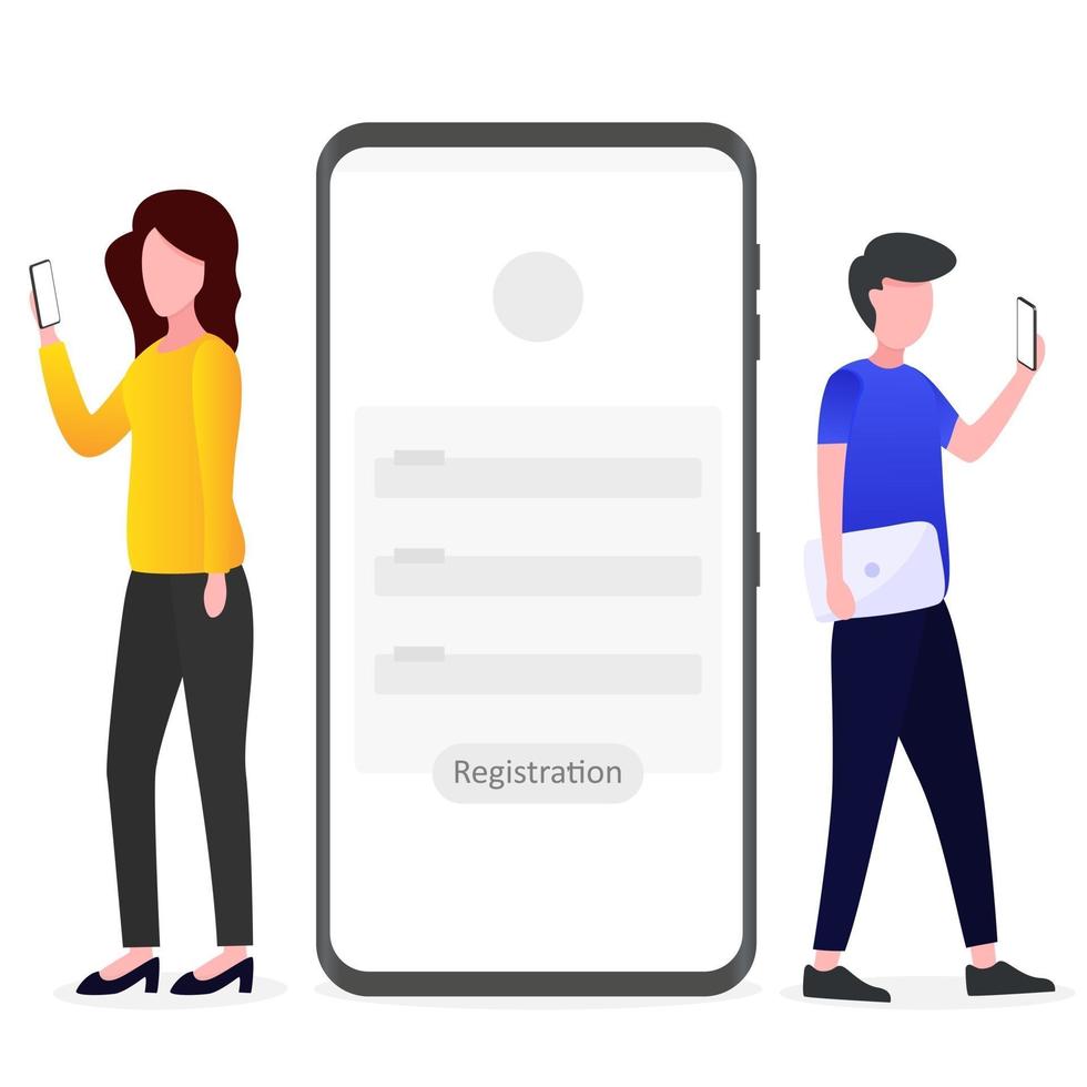 alguien se está registrando a través de un teléfono inteligente vector