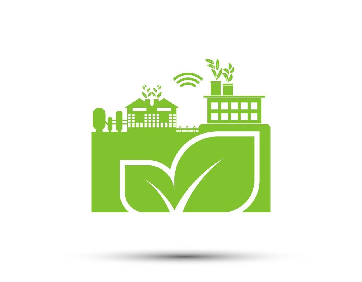 icono de la industria de la ecología de fábrica energía limpia con ideas de concepto ecológico vector