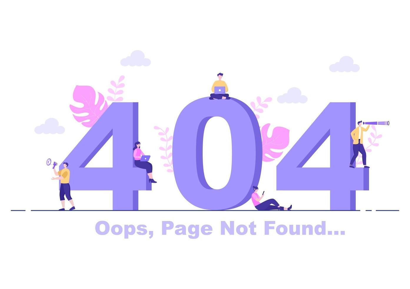 Error 404 y página no encontrada ilustración vectorial vector