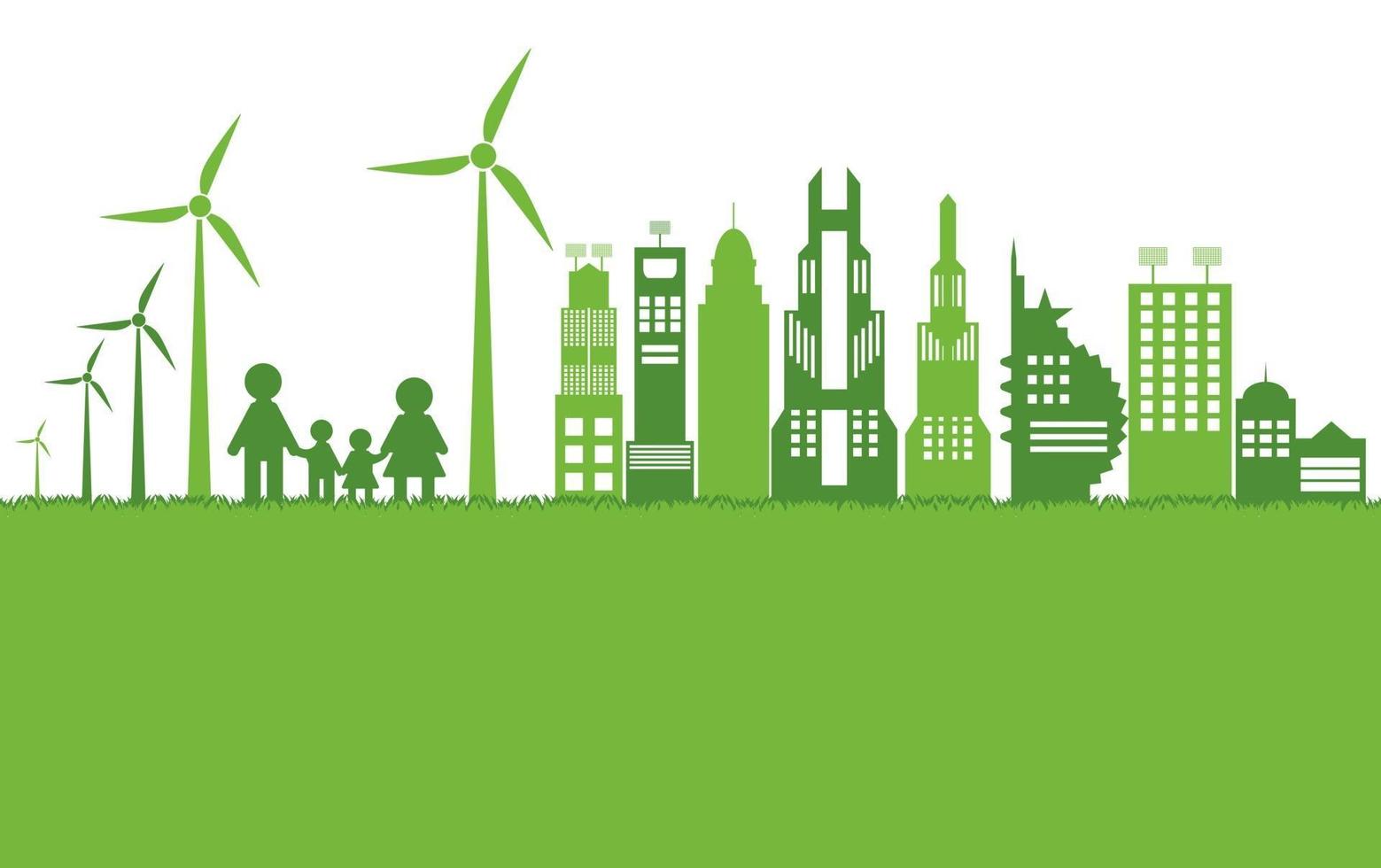 Green ecology city help the world with eco friendly concept ideas vector