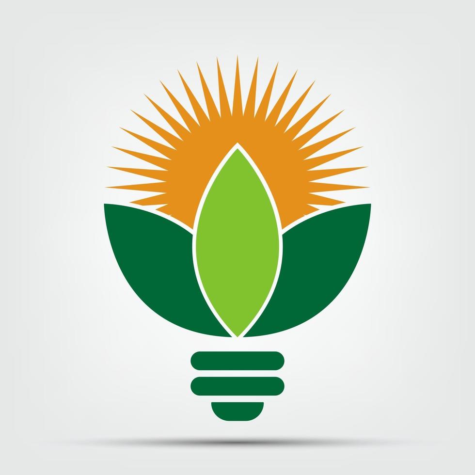 symbol ecology bulb logos of green with sun and leaves nature element vector