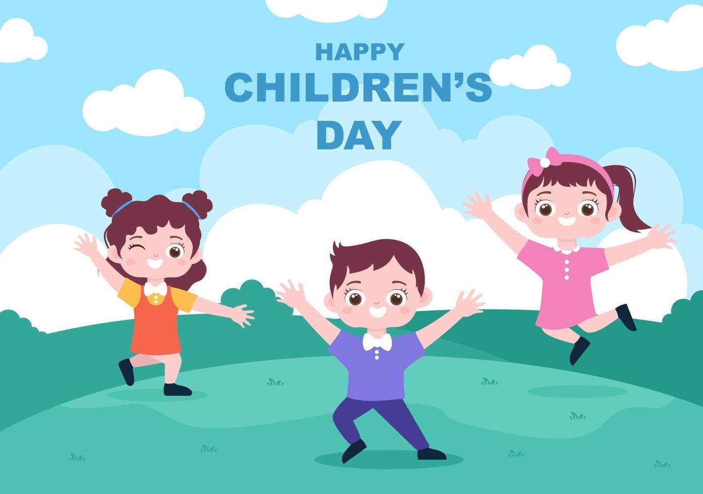 Happy Childrens Day Illustration with Cartoon Character vector