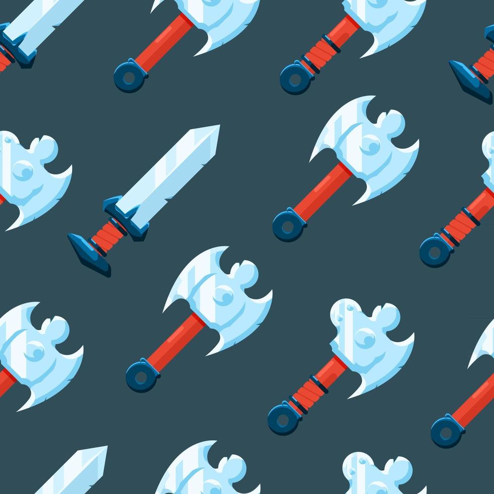 flat blade sword axe seamless pattern vector