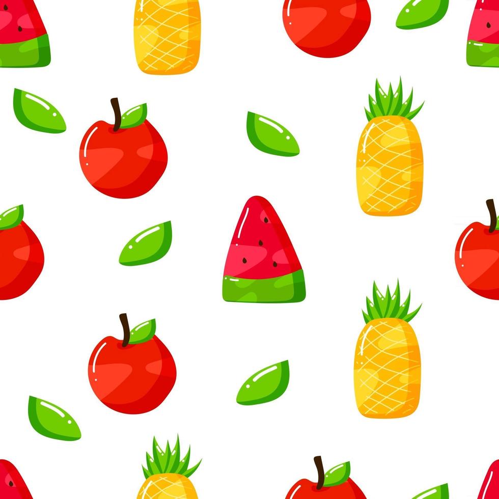 flat hand drawn summer fruits seamless patter design vector