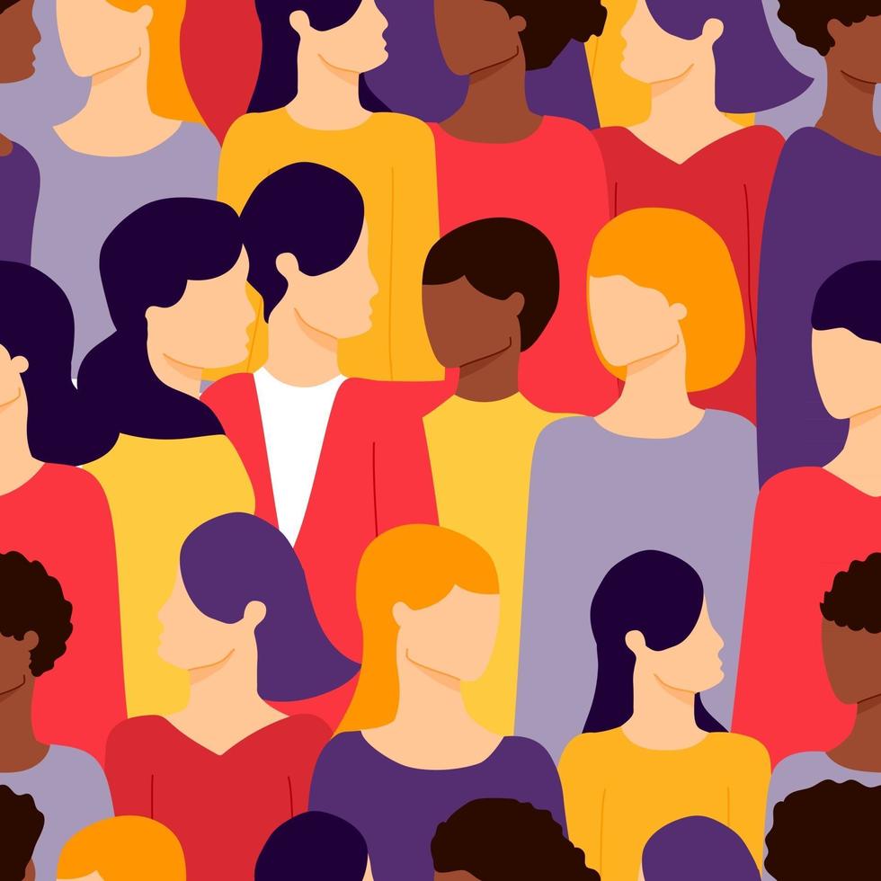 group of female different ethnicity seamless pattern vector