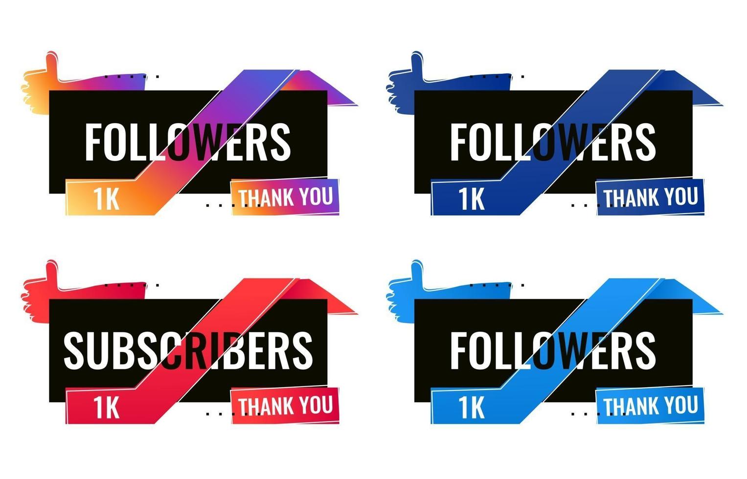 thank you 1000 followers and subscribers social media banner vector