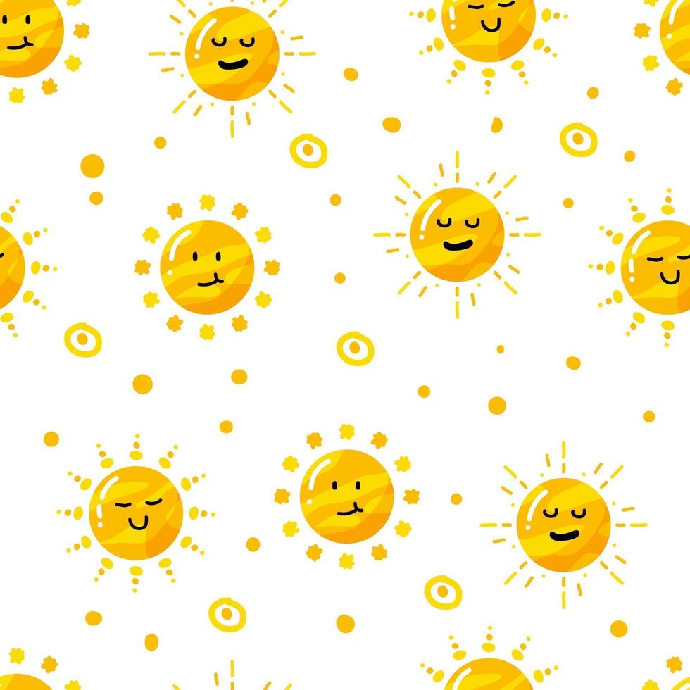 funny cute sun seamless pattern with white background vector