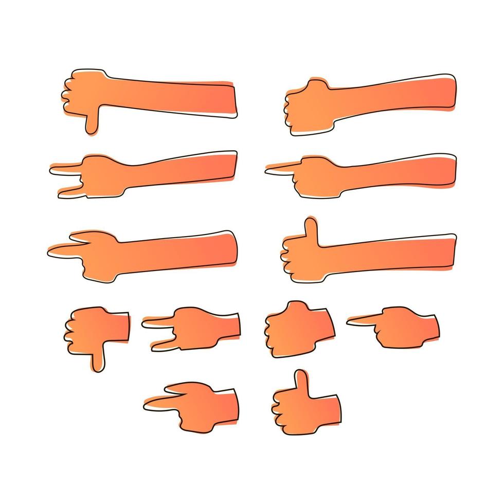 collection set of flat hand drawn gesture hand vector