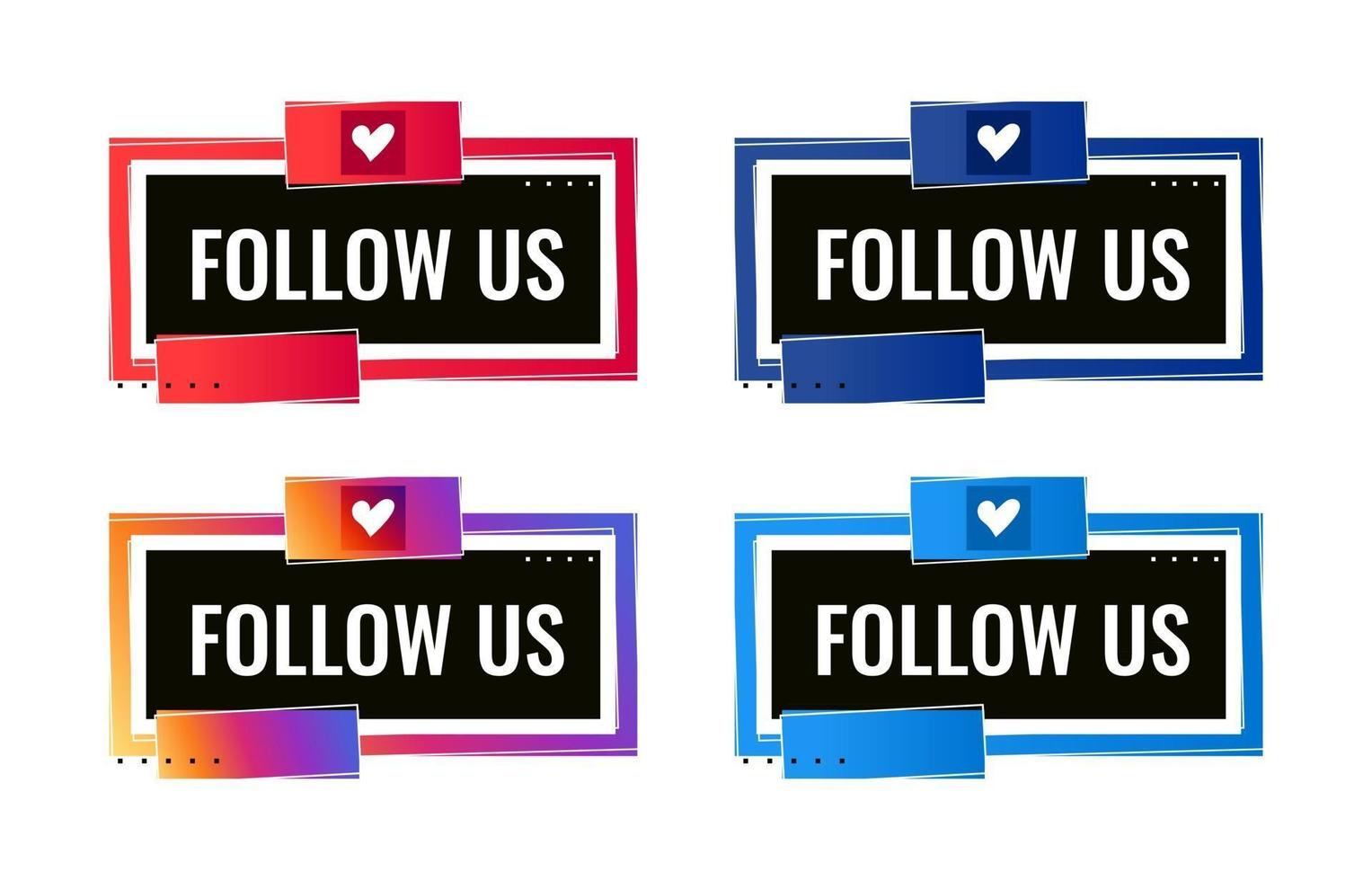 follow us social media banner template with heart icon vector