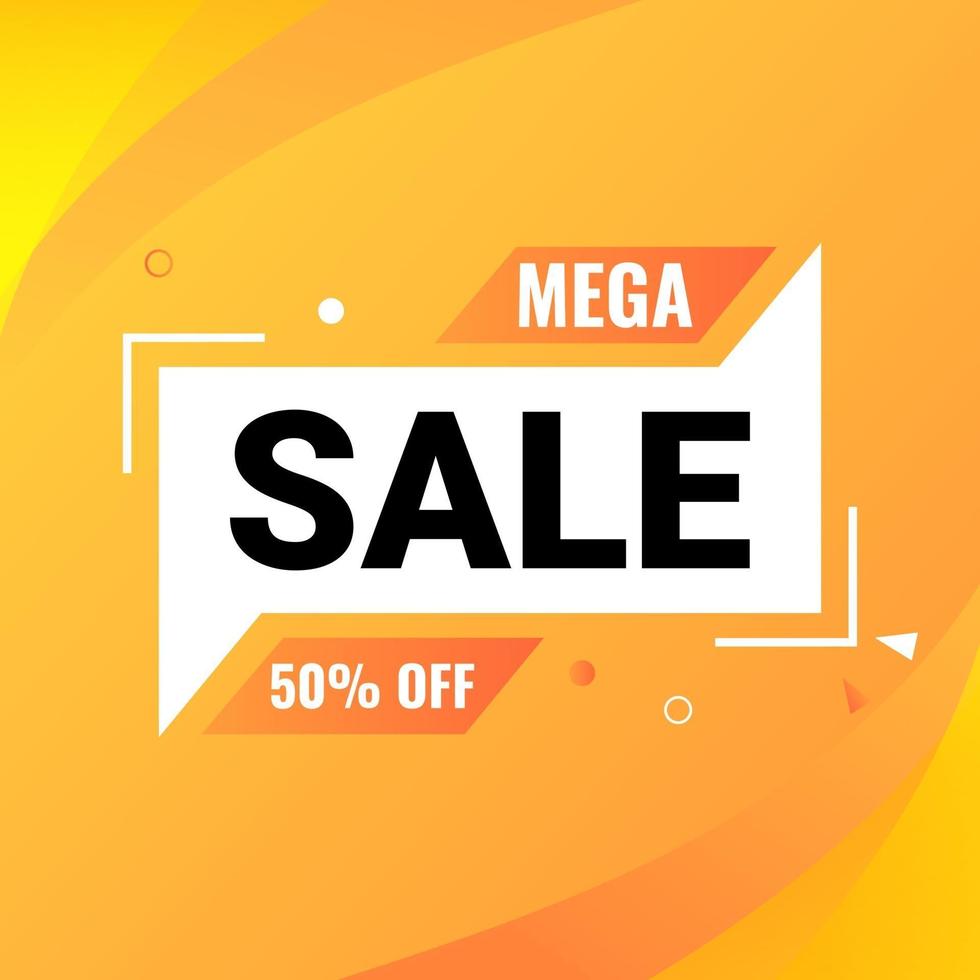 mega sale banner design template with gradient background vector