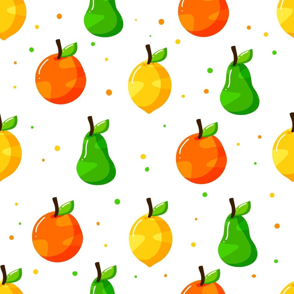 flat hand drawn fruits seamless pattern design with dot texture vector