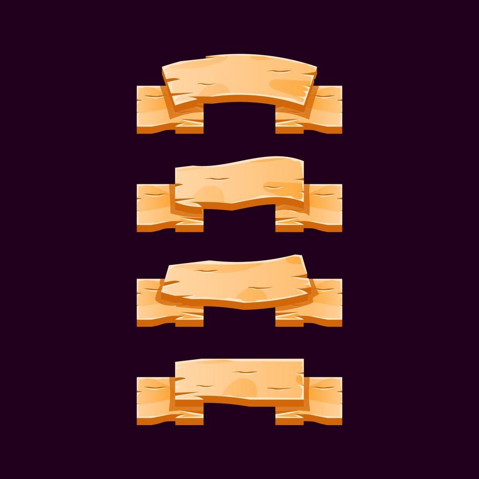 wooden ribbon banner design perfect for game ui asset elements vector