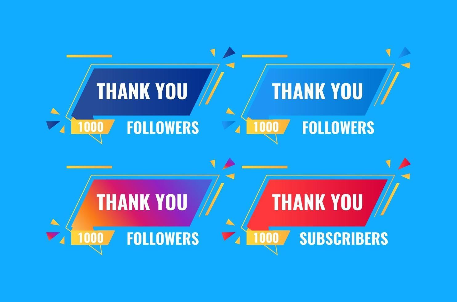 thank you 1000 followers and subscriber banner design vector