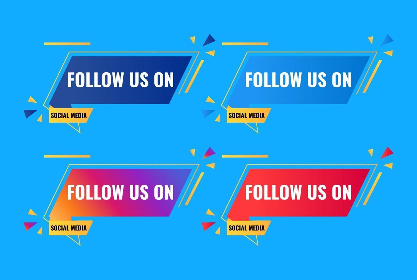 follow us on social media celebration banner greeting design vector