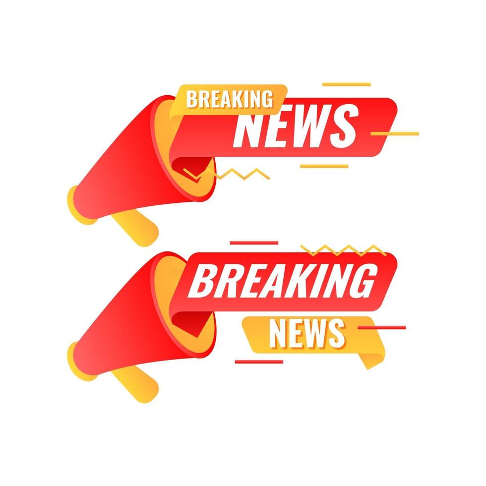 flat modern breaking news banner templates with megaphone vector