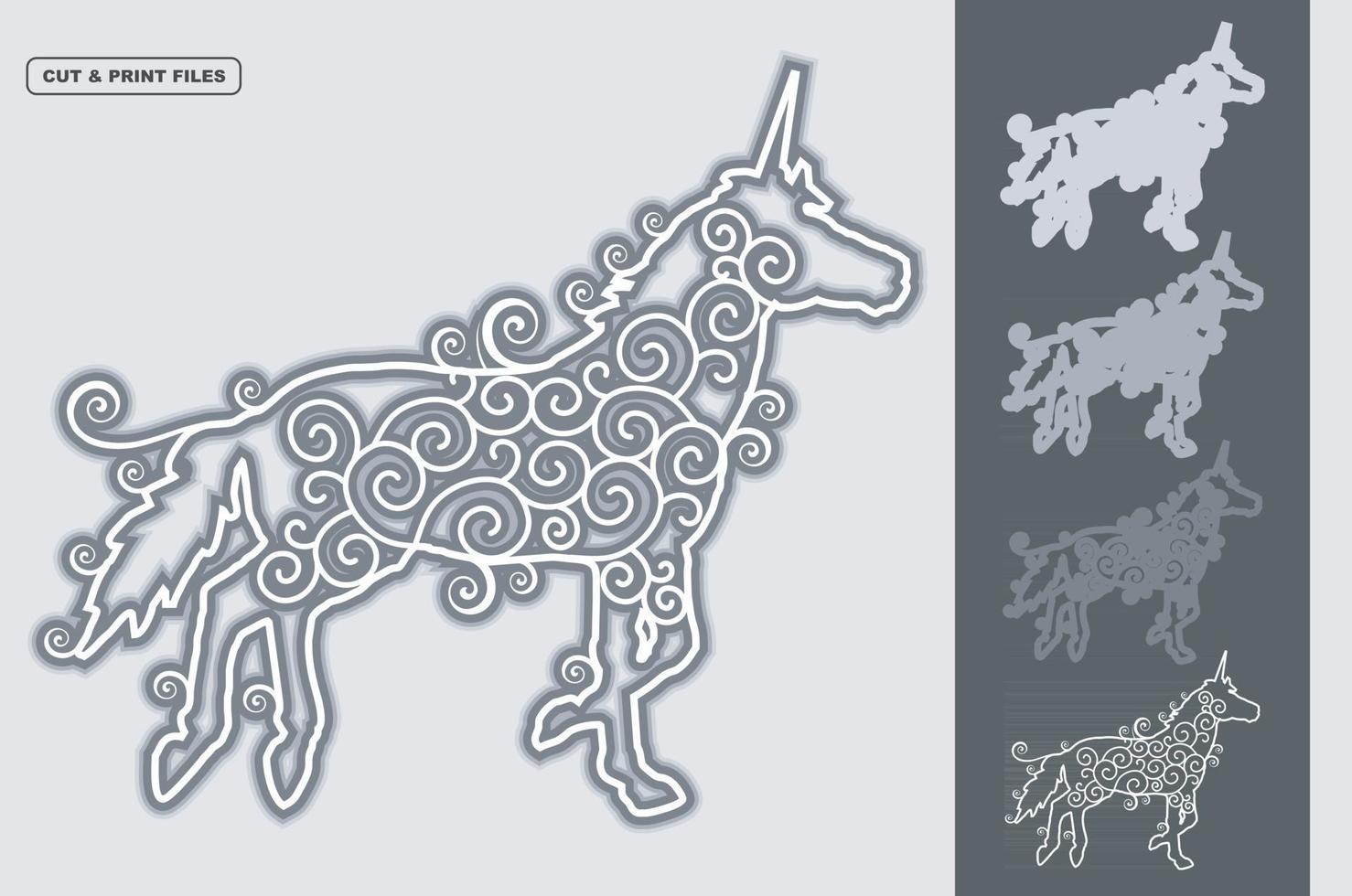 Unicorn Mandala Layered 3D Vector